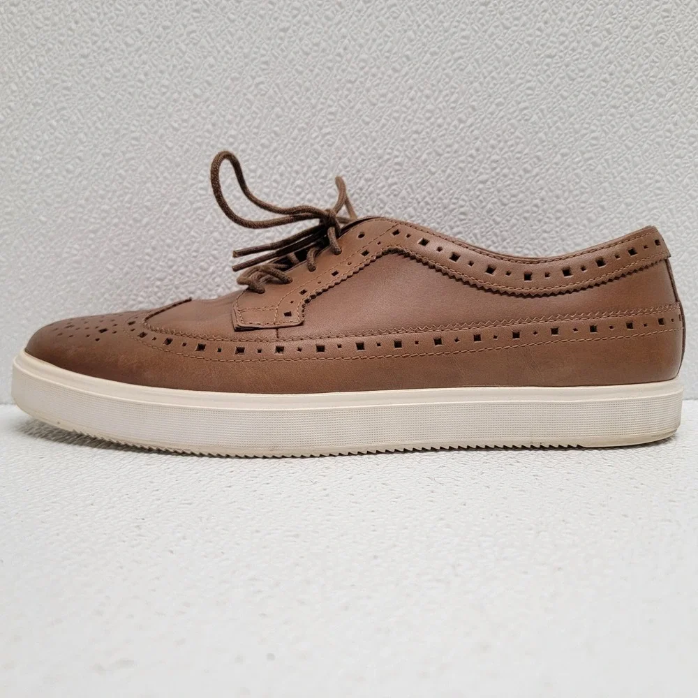 Clarks Mens Calderon Limit Sneaker Oxford Size 8.5 M Tan Leather Wingtip Shoe